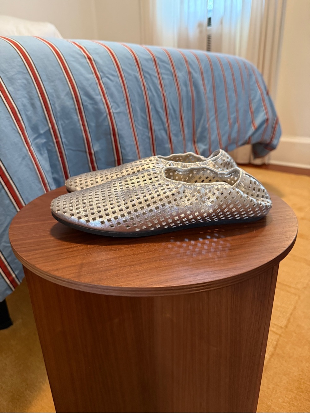 St. Agni Silver Perforated Ballet Flats Size 38